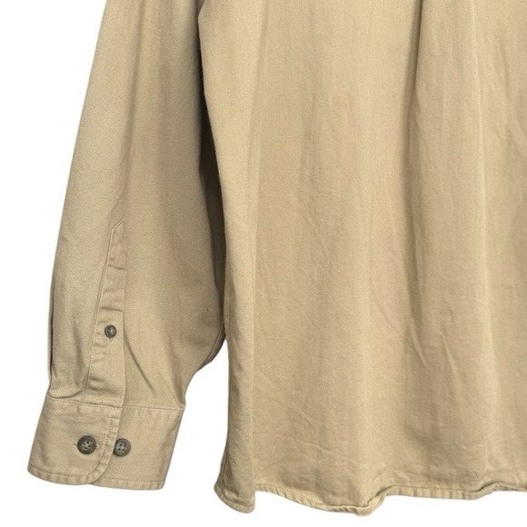 Vintage Eddie Bauer Cotton Twill Button Up Shirt Size Large Tan Classic 80s 90s - Picture 4 of 6
